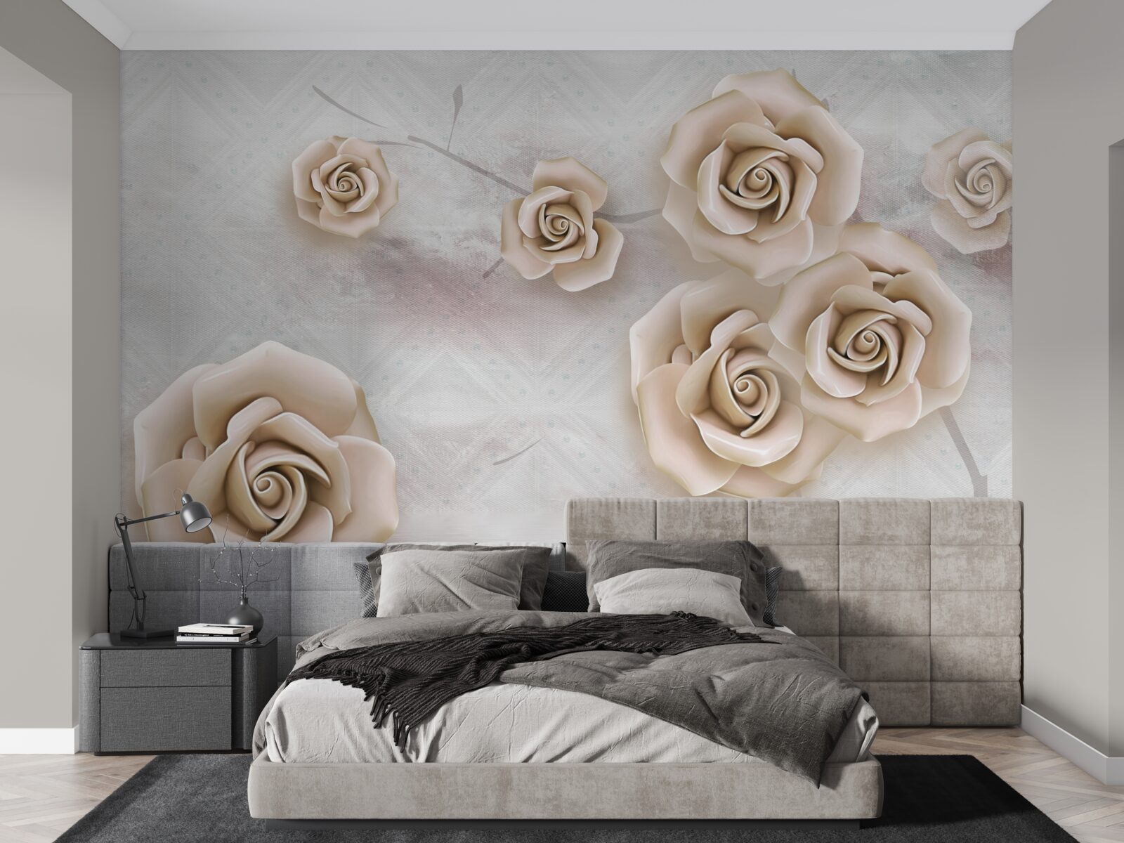 Фотошпалери персикового кольору троянда над рідиною