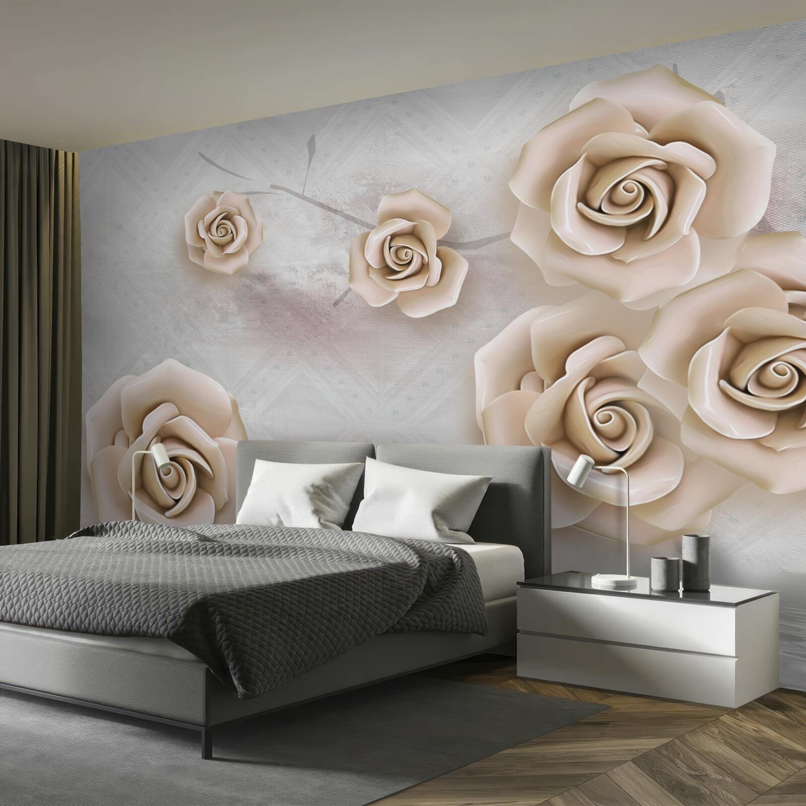 Фотошпалери персикового кольору троянда над рідиною