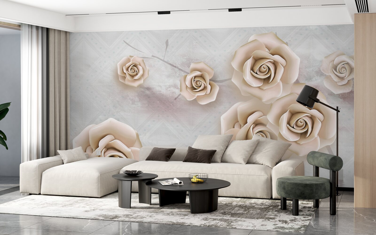 Фотошпалери персикового кольору троянда над рідиною