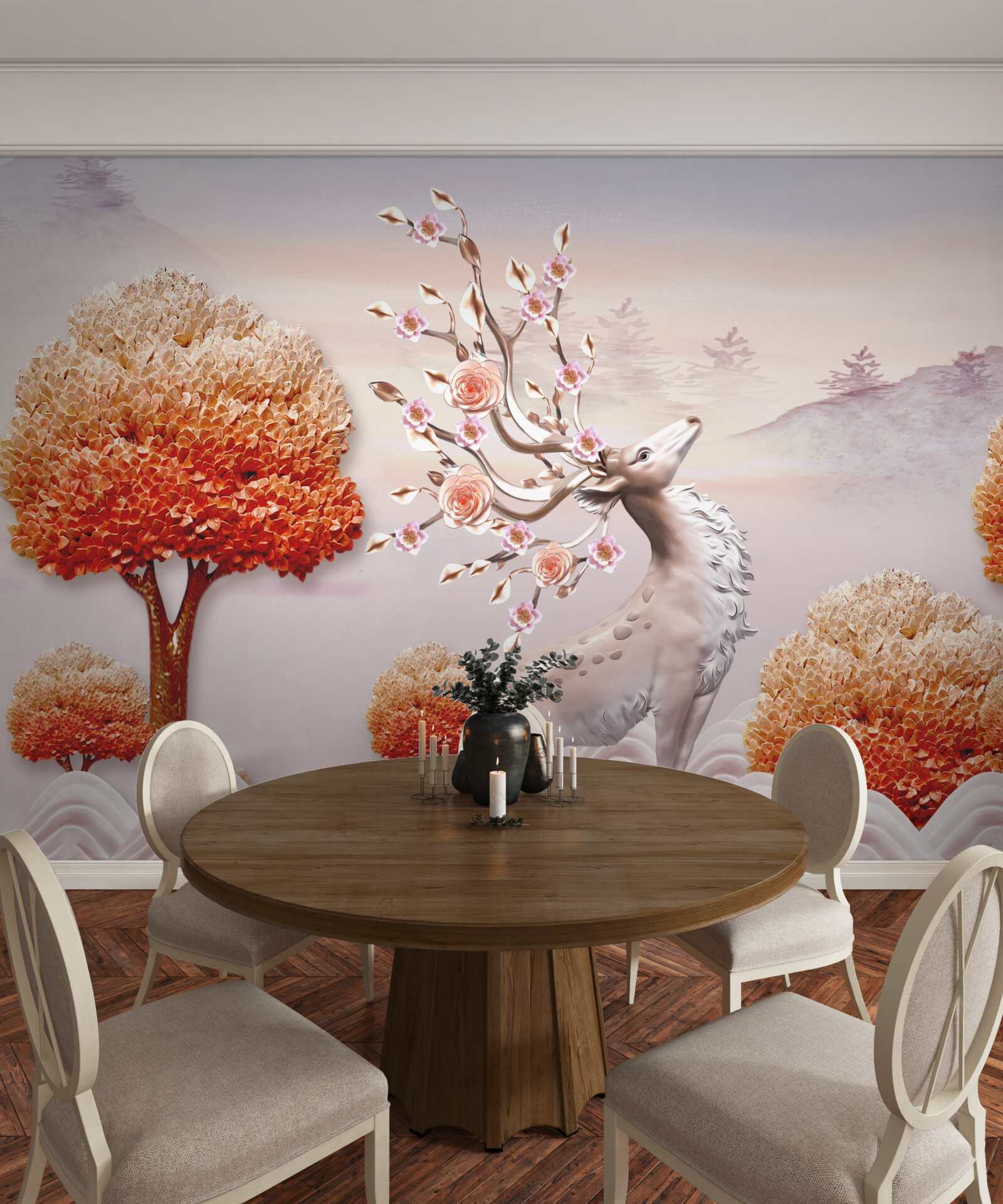 Фотошпалери величний олень серед осінніх лісових хащів