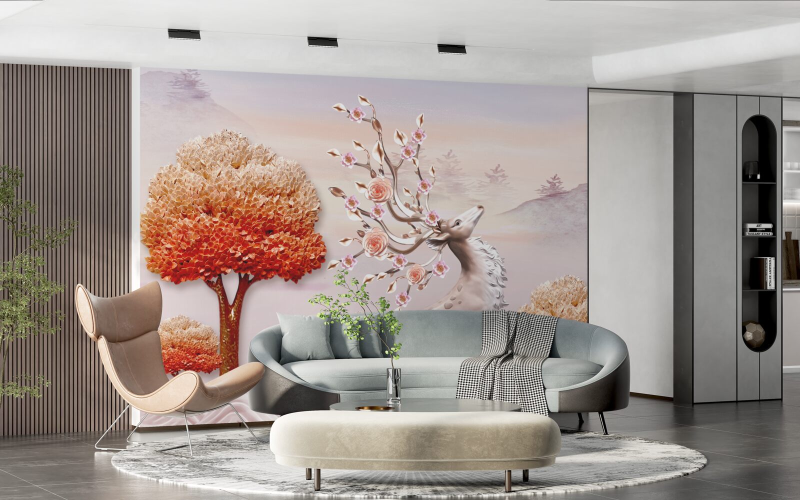 Фотошпалери величний олень серед осінніх лісових хащів