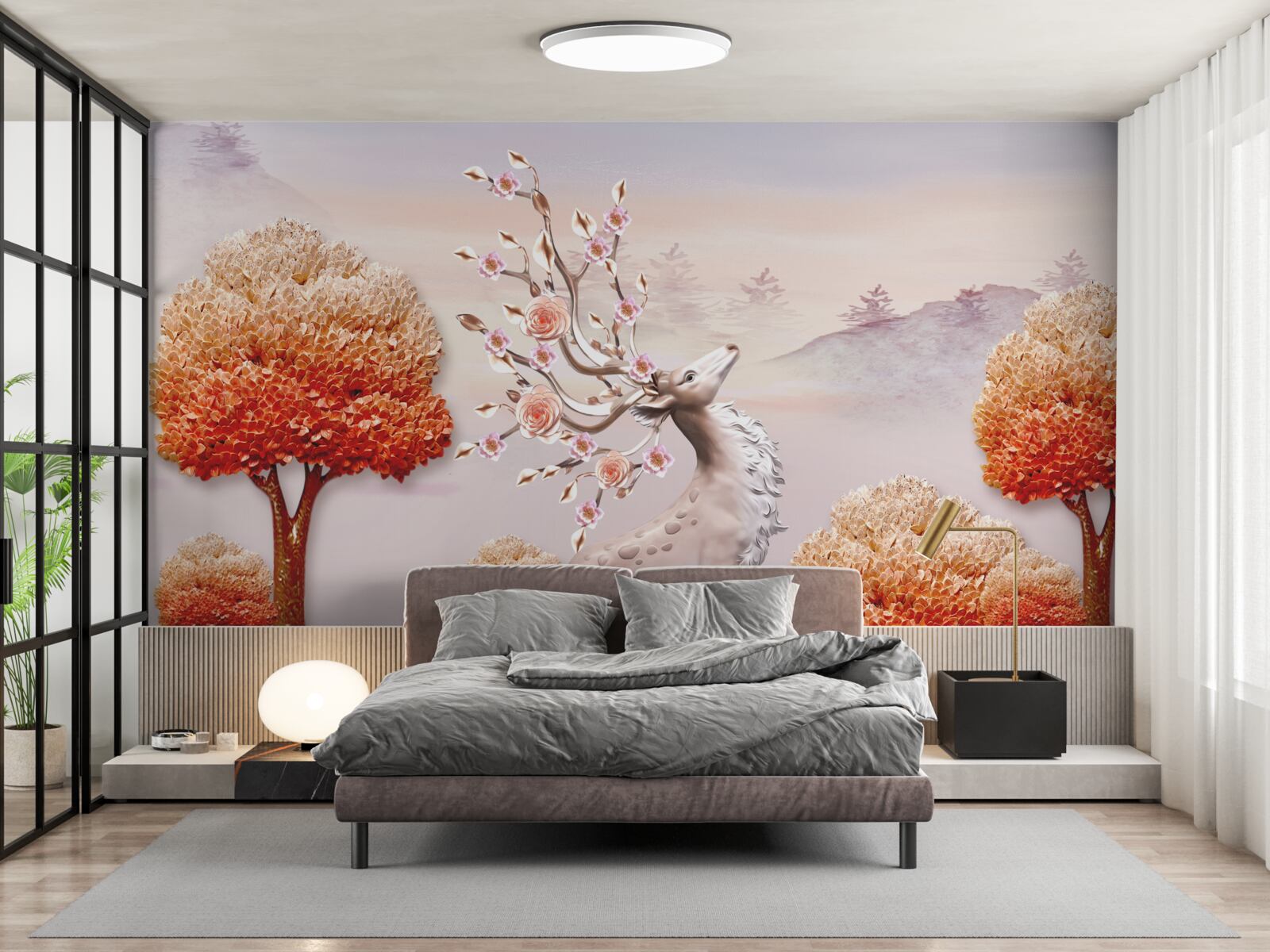 Фотошпалери величний олень серед осінніх лісових хащів