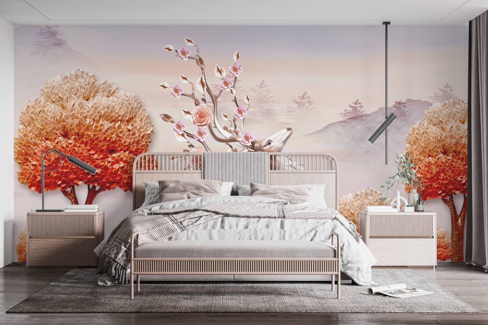 Фотошпалери величний олень серед осінніх лісових хащів