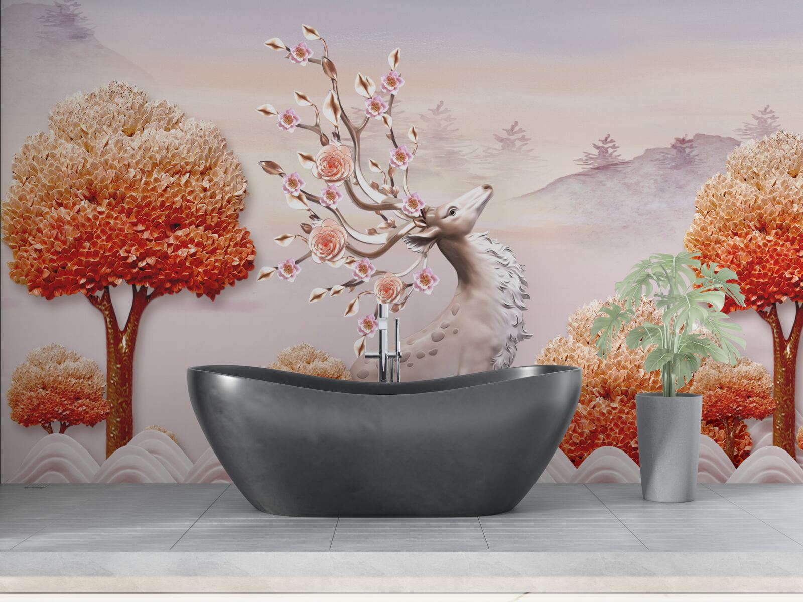 Фотошпалери величний олень серед осінніх лісових хащів