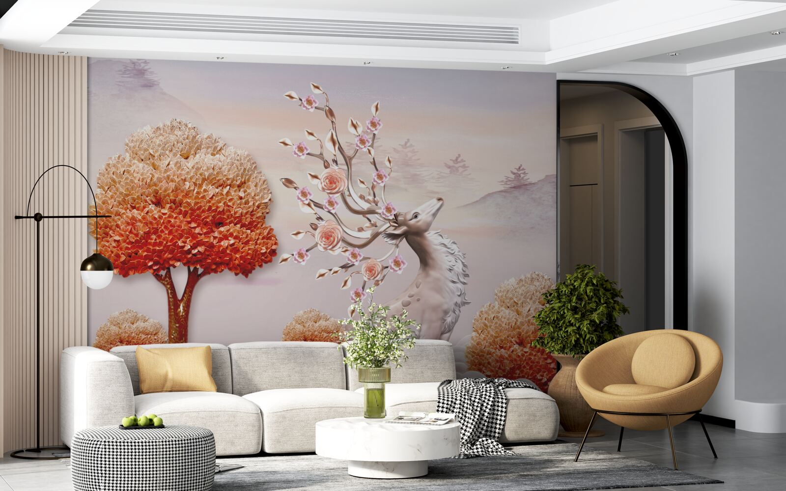 Фотошпалери величний олень серед осінніх лісових хащів