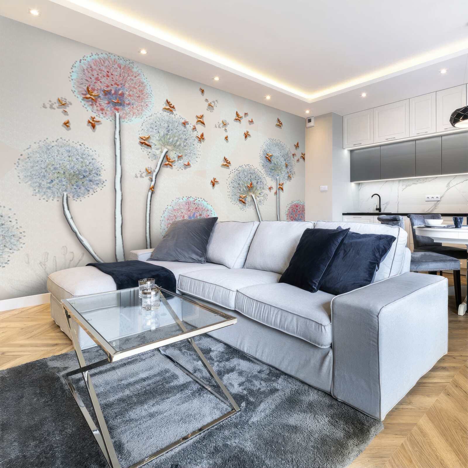 Фотошпалери поле молочаю огортає політ метеликів