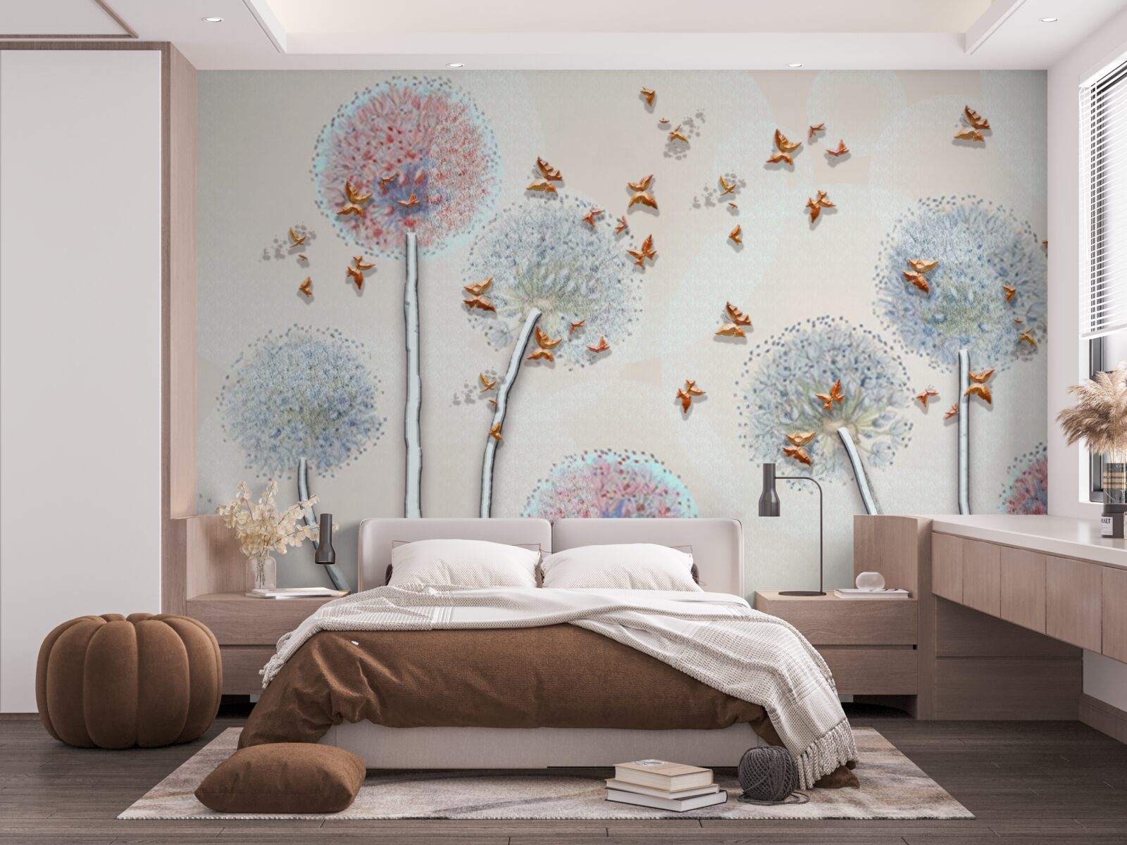 Фотошпалери поле молочаю огортає політ метеликів