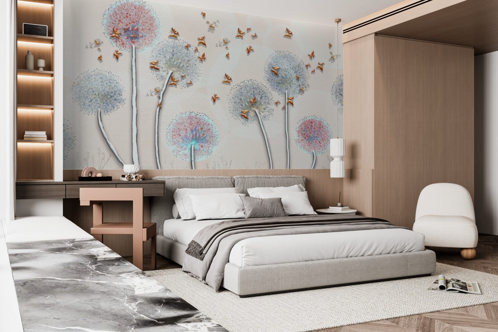 Фотошпалери поле молочаю огортає політ метеликів