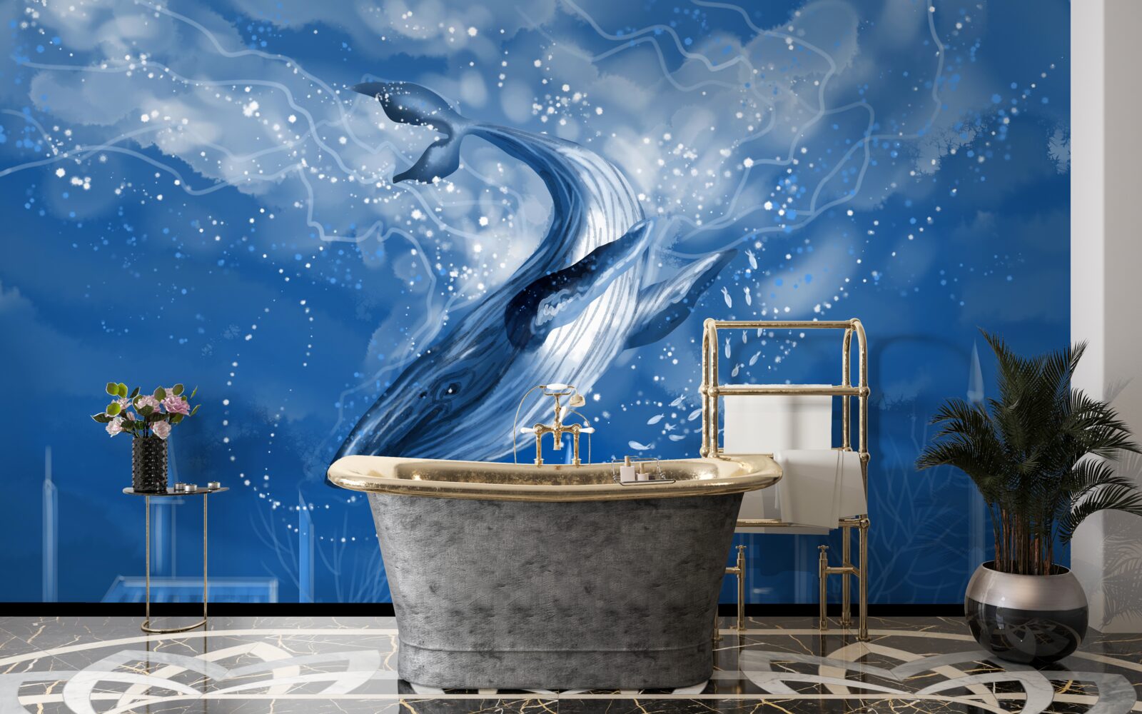 Фотошпалери океанська безодня і синій кит