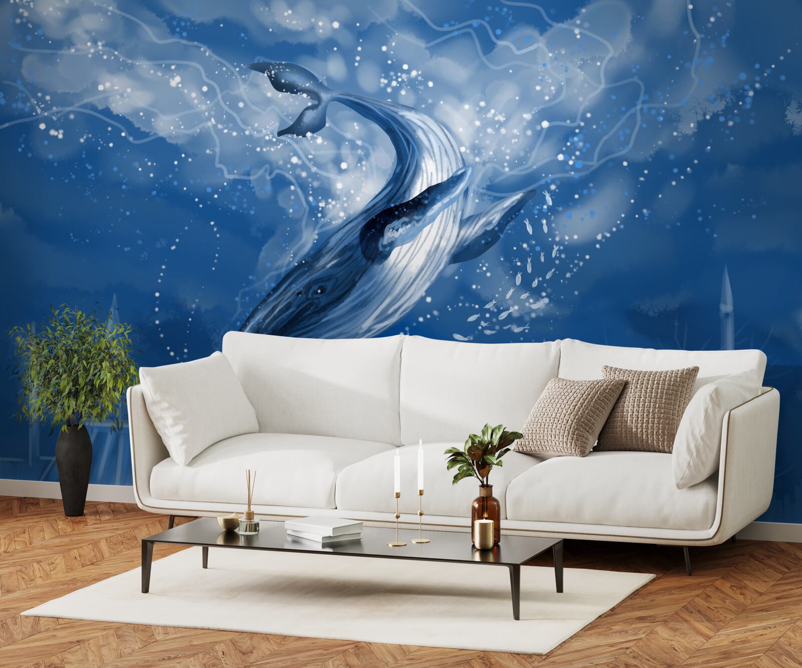 Фотошпалери океанська безодня і синій кит