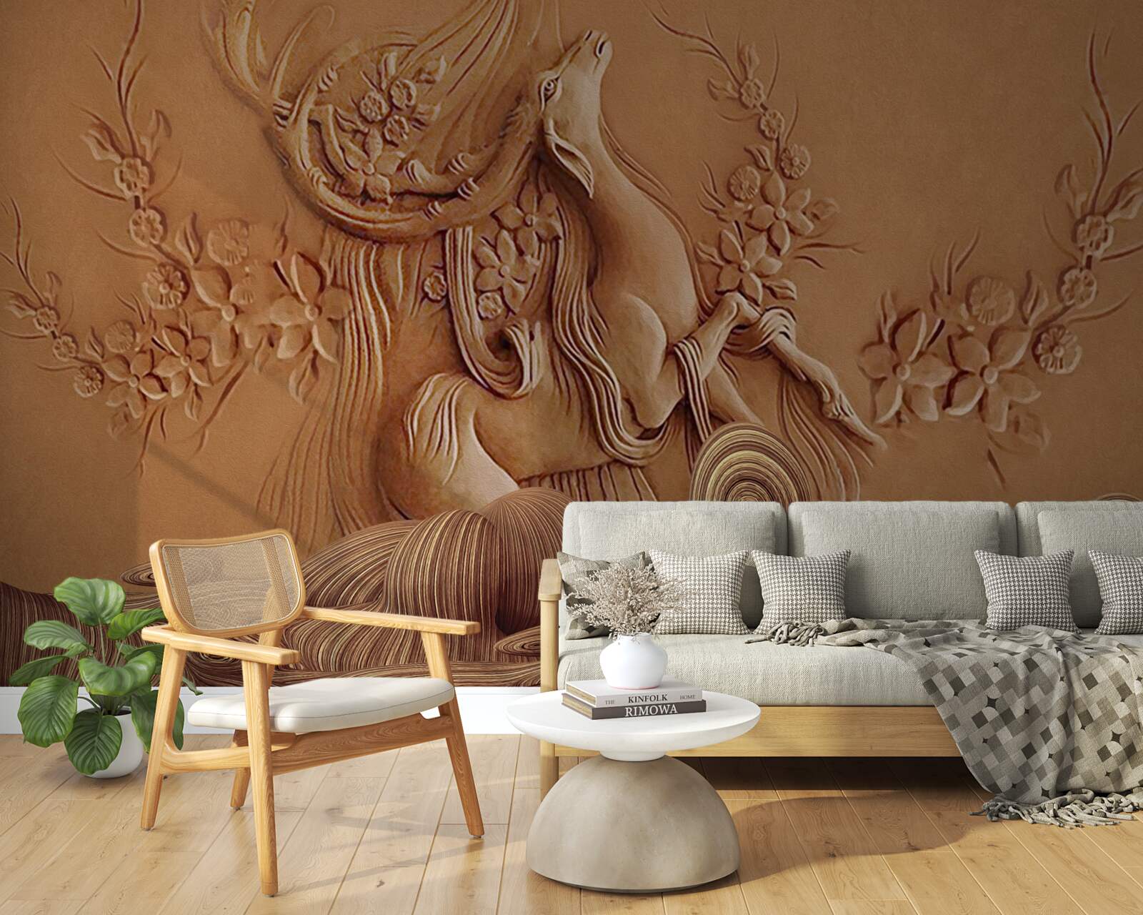 Фотошпалери красивий барельєф із зображенням кози, що живе в горах