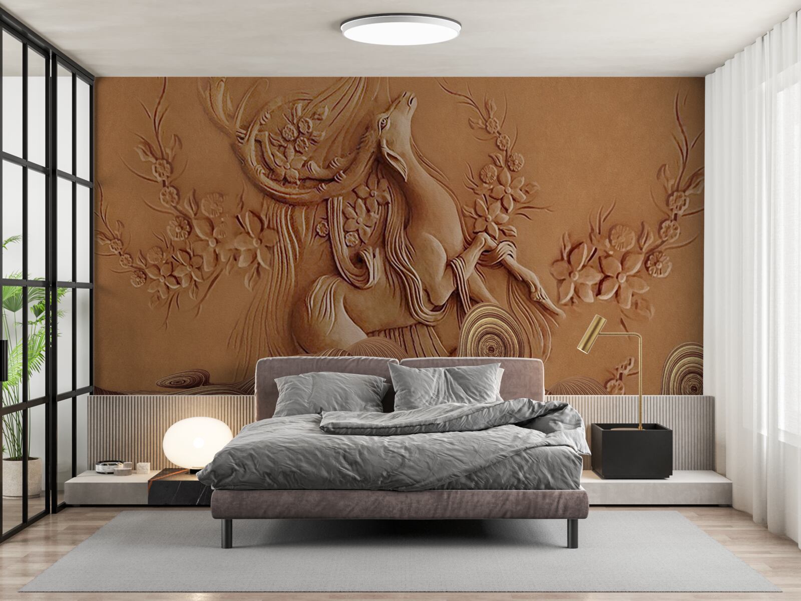 Фотошпалери красивий барельєф із зображенням кози, що живе в горах