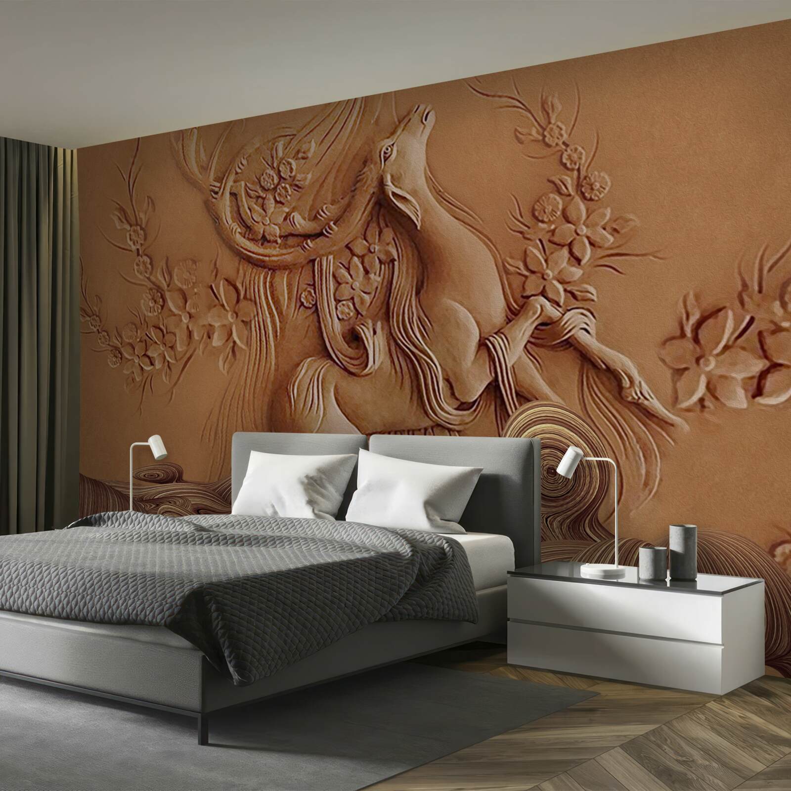 Фотошпалери красивий барельєф із зображенням кози, що живе в горах