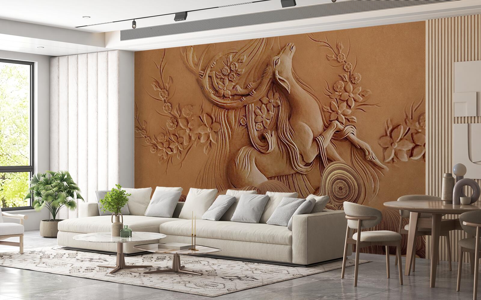 Фотошпалери красивий барельєф із зображенням кози, що живе в горах