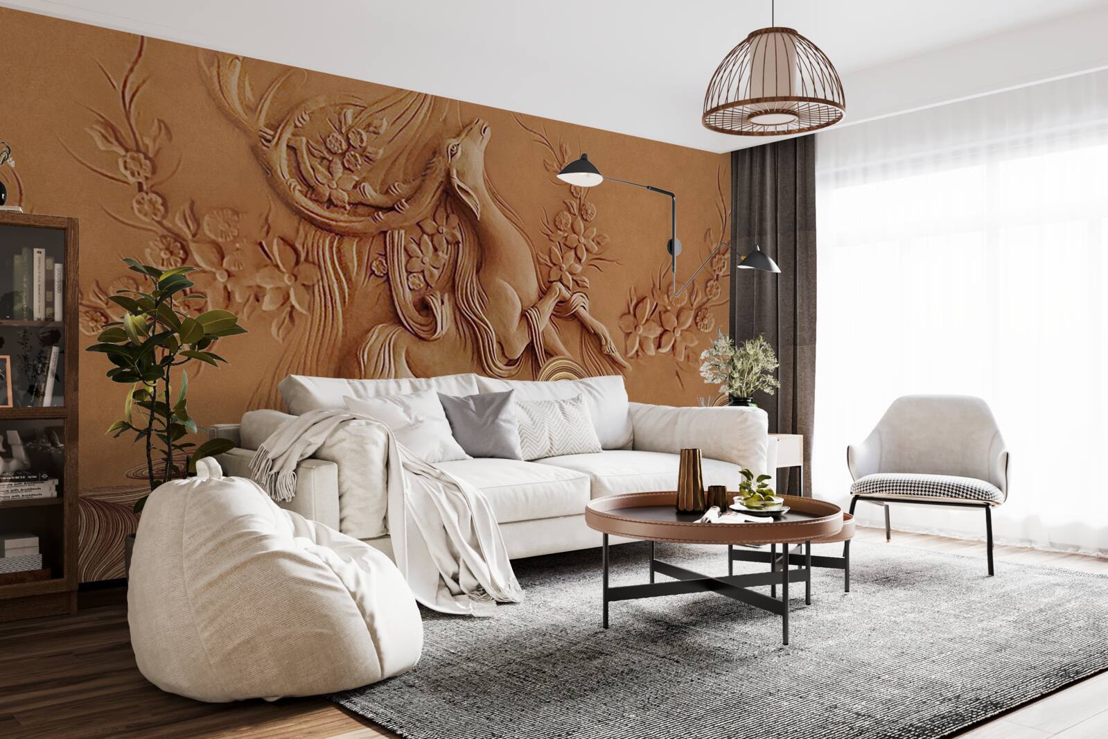 Фотошпалери красивий барельєф із зображенням кози, що живе в горах